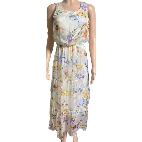 NWT LARA GUIDOTTI Silk Blend Maxi Floral Dress Made in Italy - Picture 1 of 13
